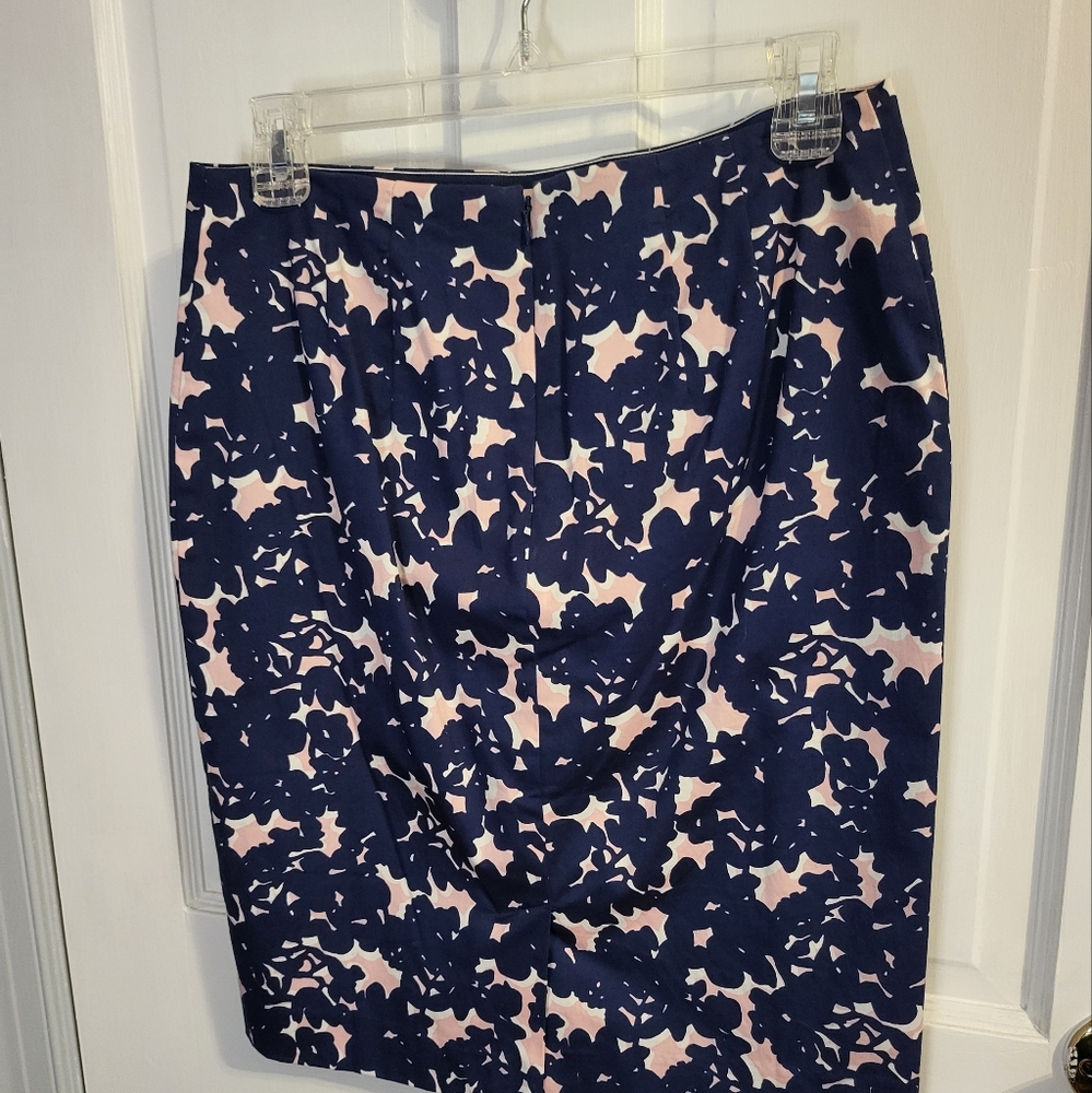 Talbots Pencil Skirt, 4P, Floral Navy